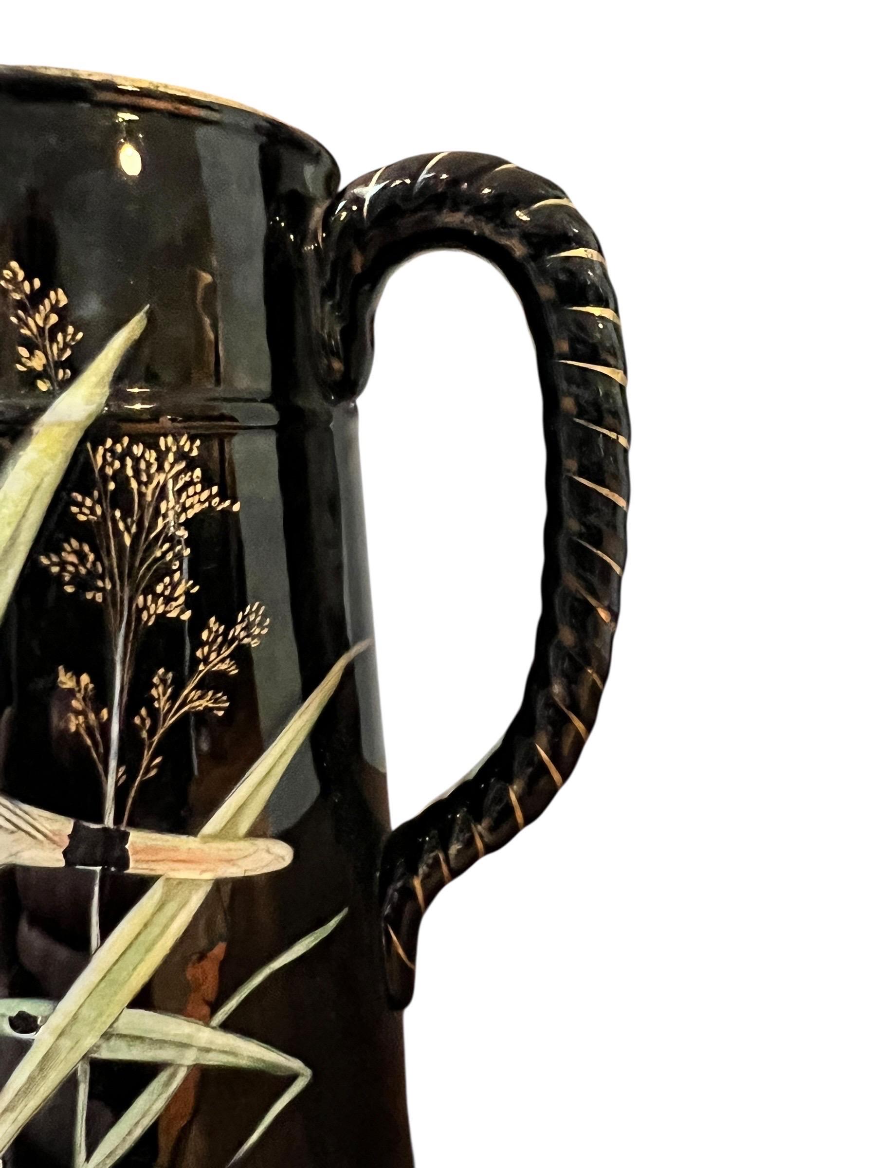 “Barbotine” earthenware pitcher with Japanese-style decoration – France, circa 1 For Sale 6