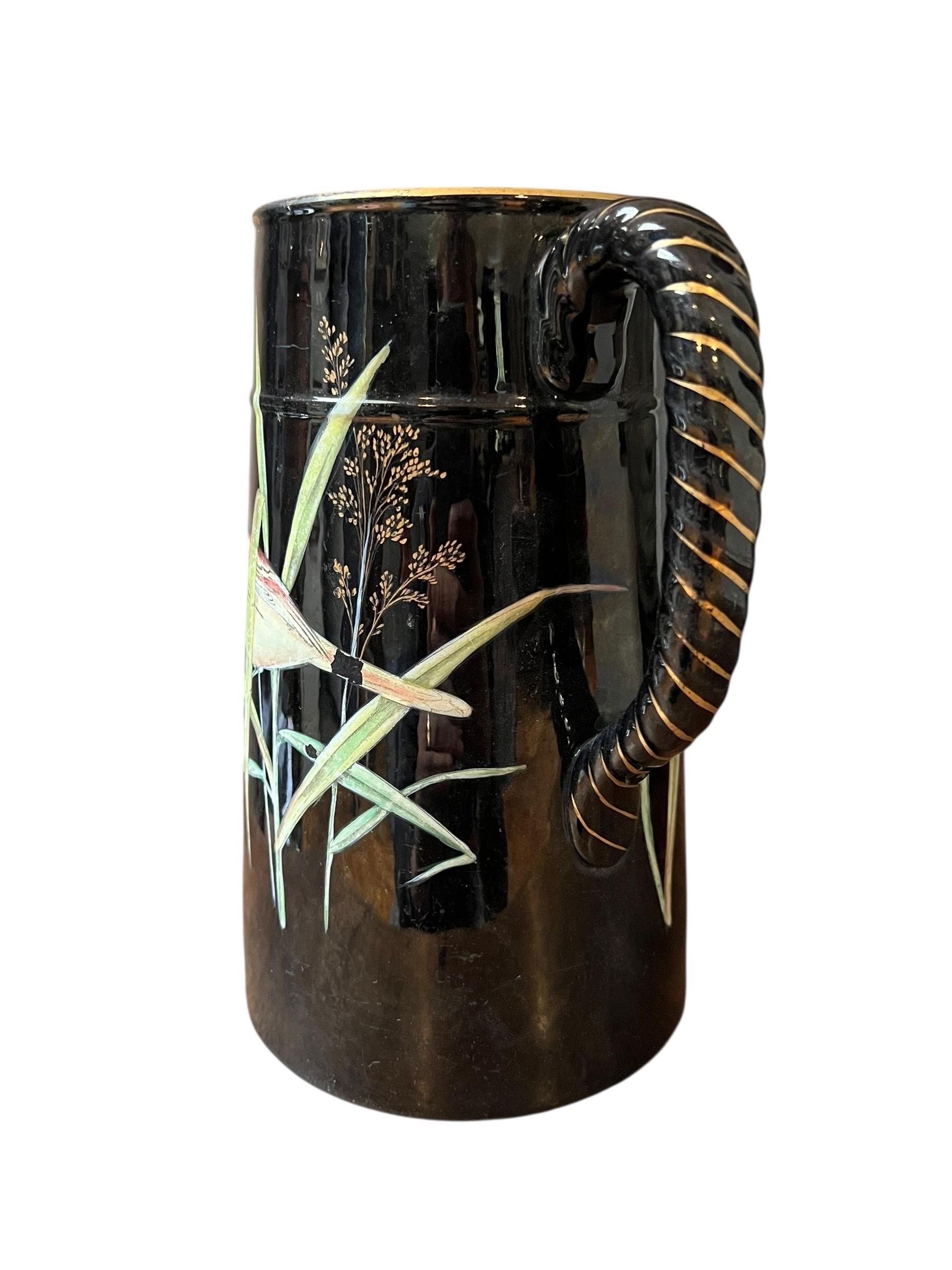 “Barbotine” earthenware pitcher with Japanese-style decoration – France, circa 1 For Sale 1