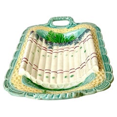 Antique Barbotine Majolica Glazed Asparagus Platter