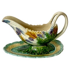 Bote de salsa de espárragos glaseados Barbotina Majolica