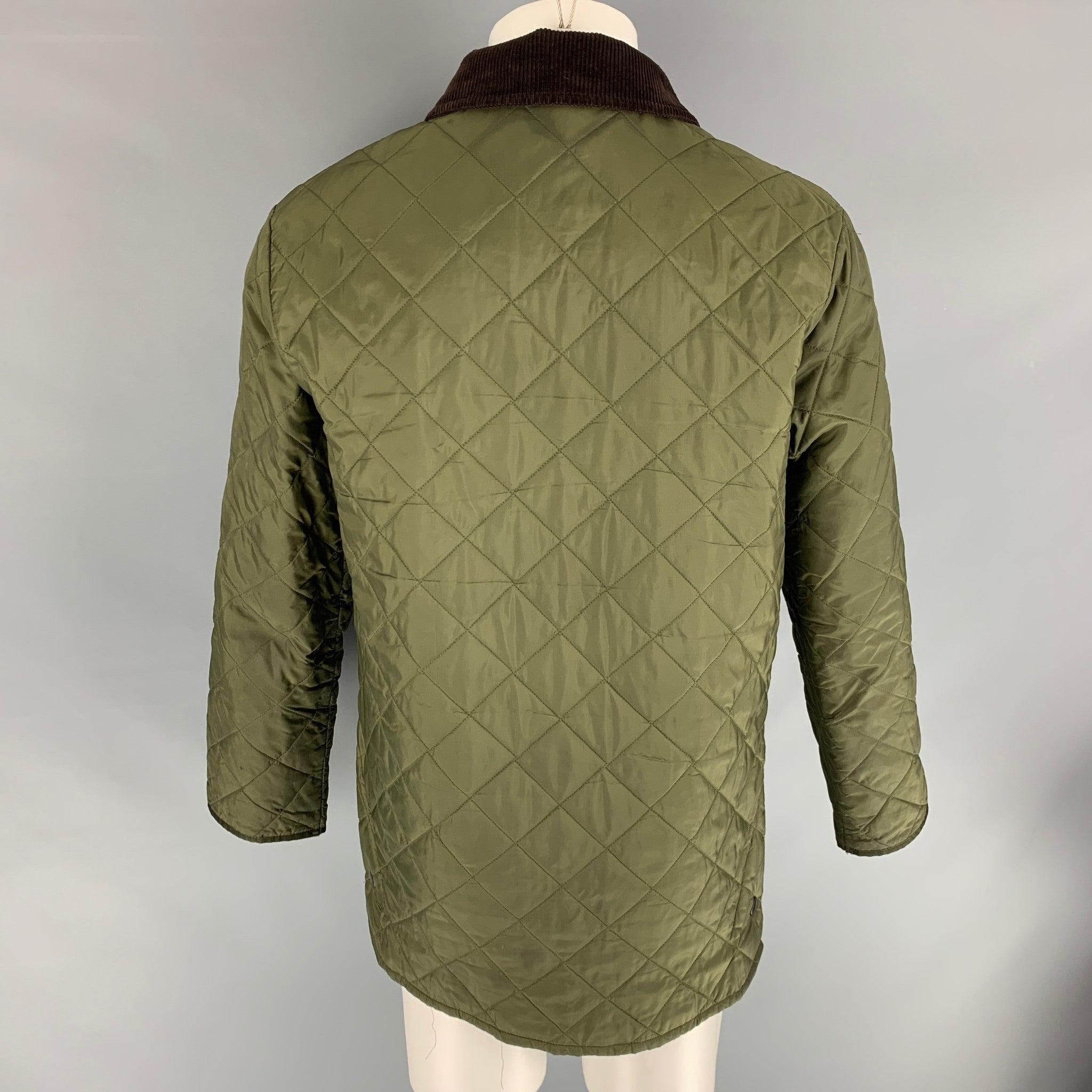 BARBOUR Chest Size S Size S Olive Brown Quilted Polyamide Snaps Jacket 1