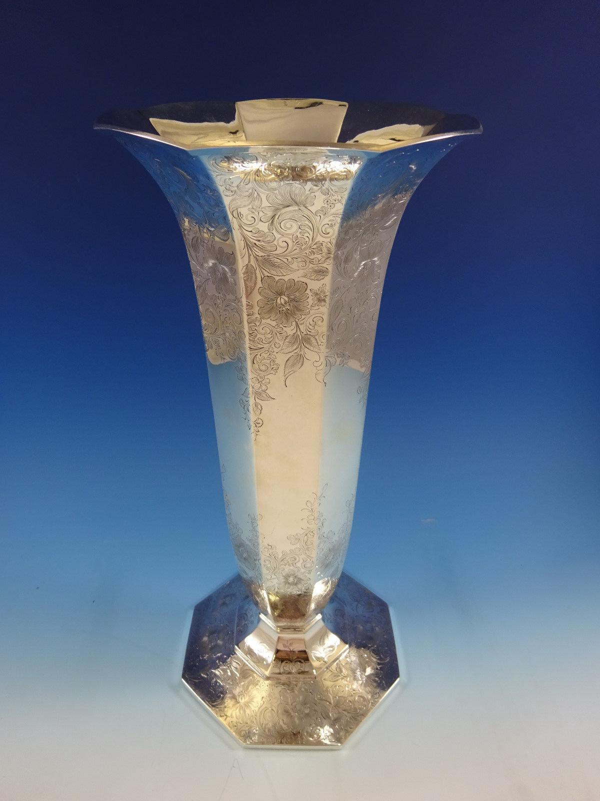 sterling silver vase engraved