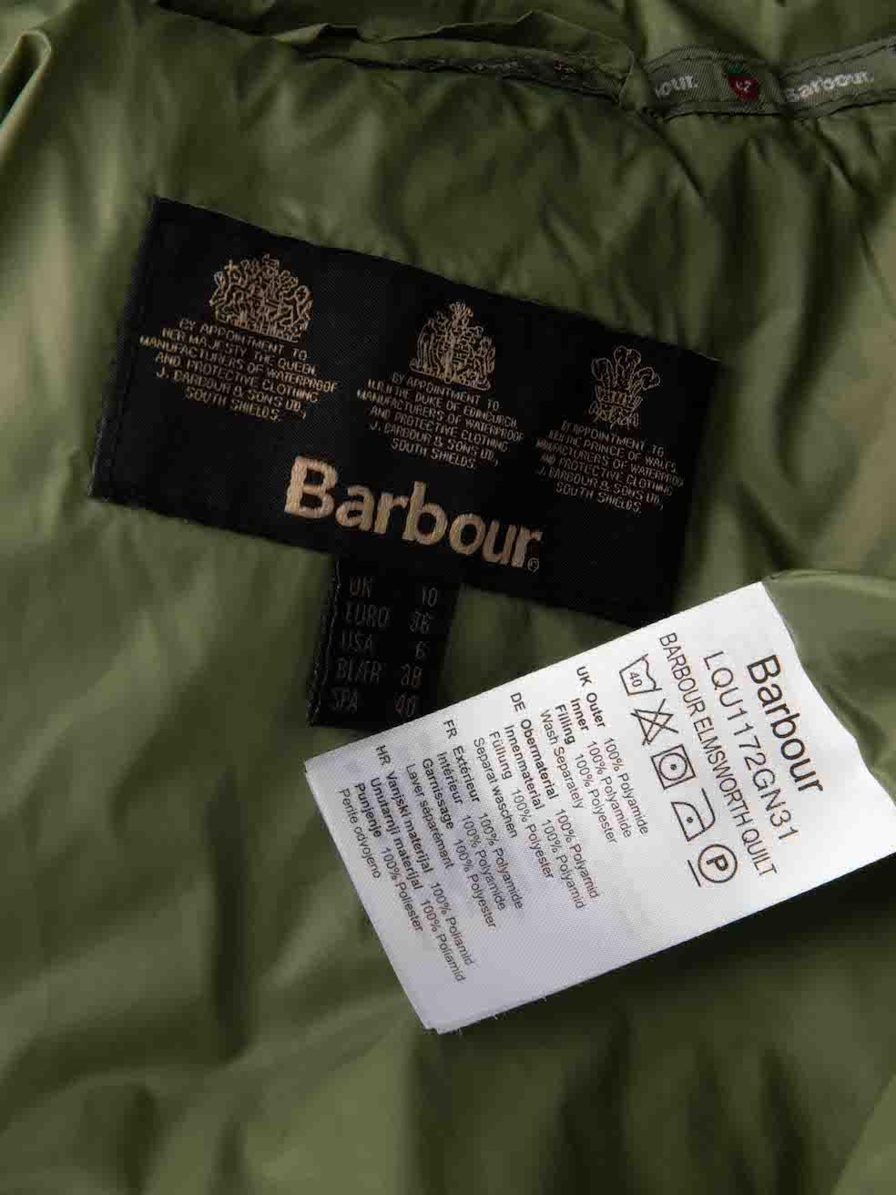 Women's Barbour Green Quilted Jacket Size M For Sale