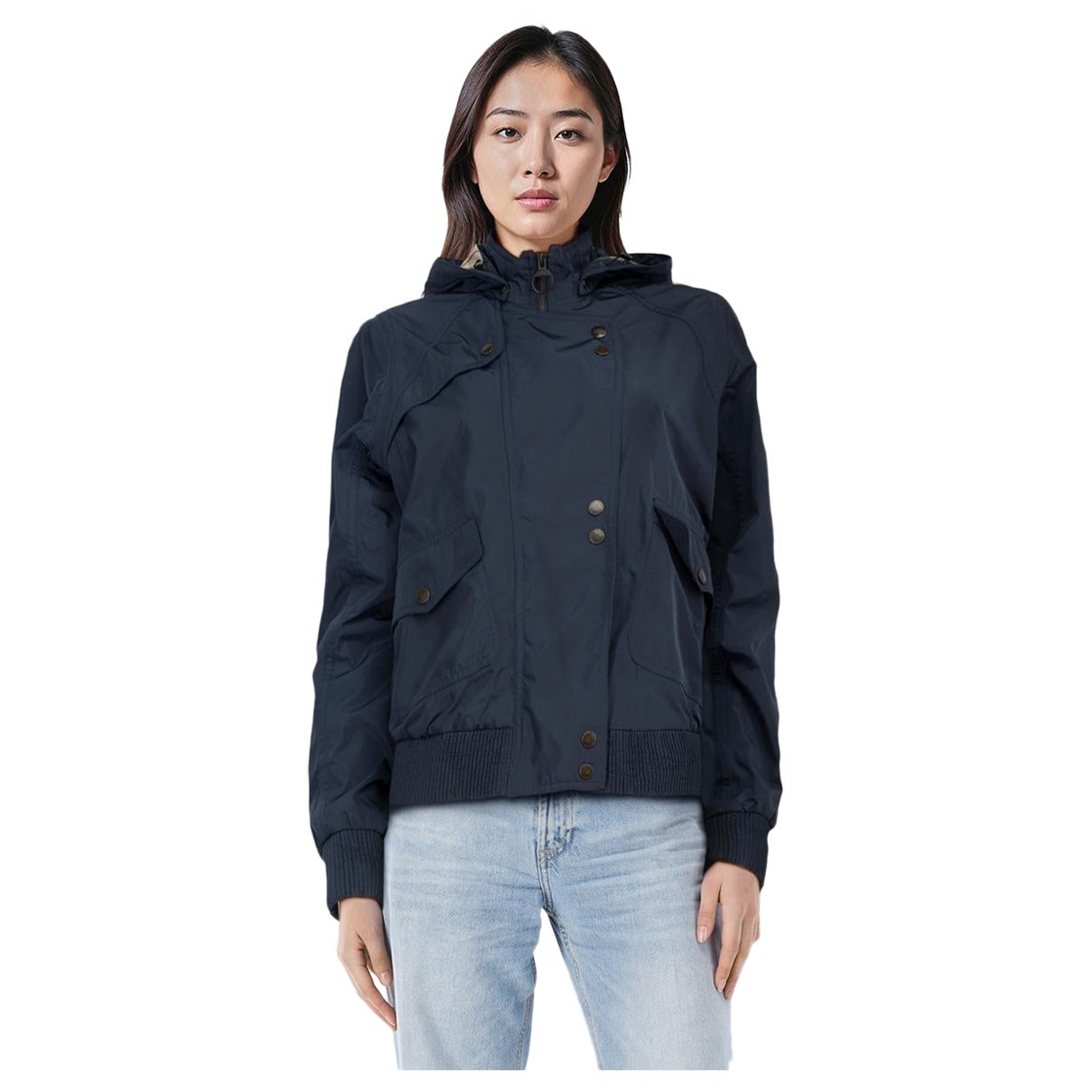 Barbour Navy Mid Length Hood Jacket Size XXL