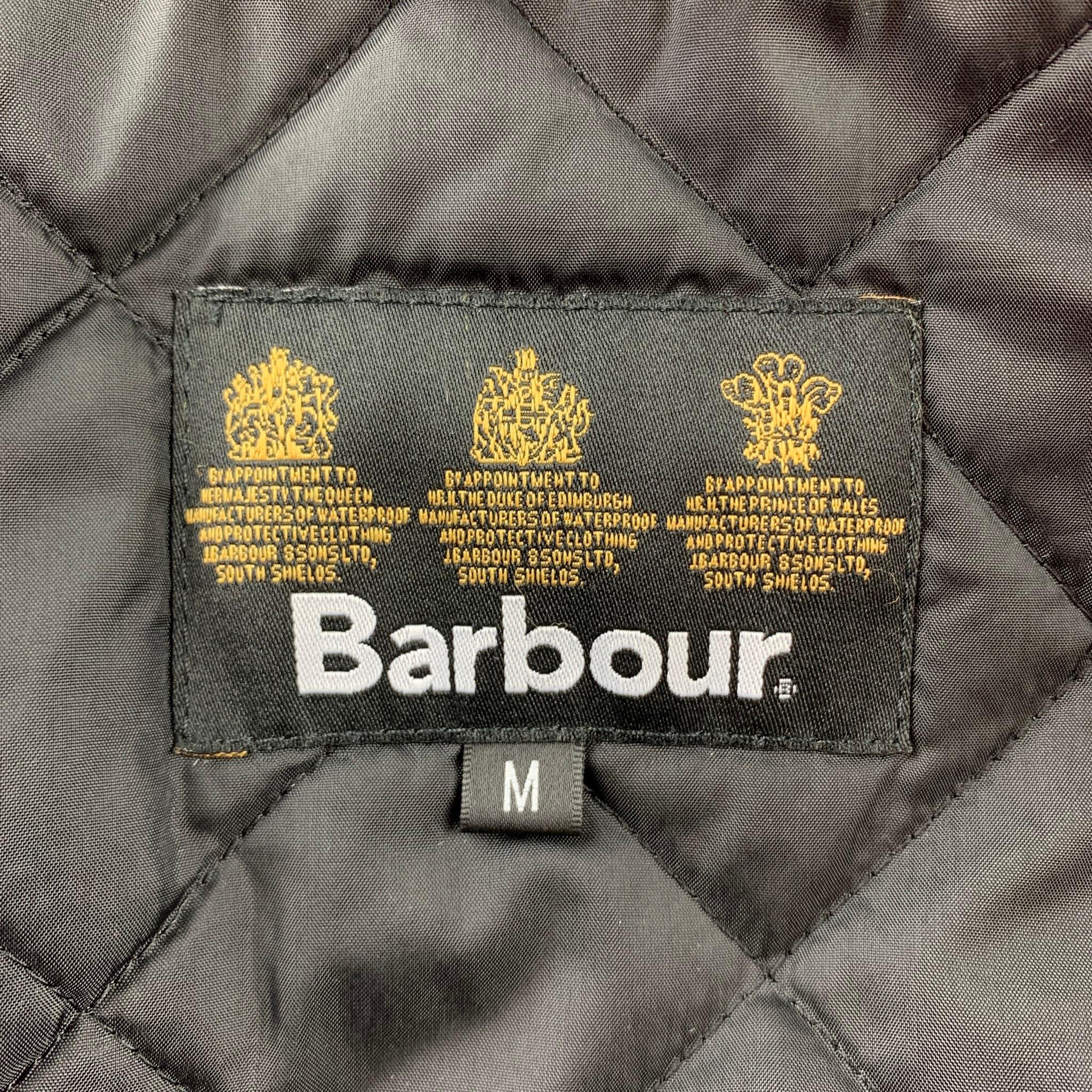 BARBOUR Sapper Size M Black Waxed Cotton Corduroy Collar Zip & Snaps Jacket 1
