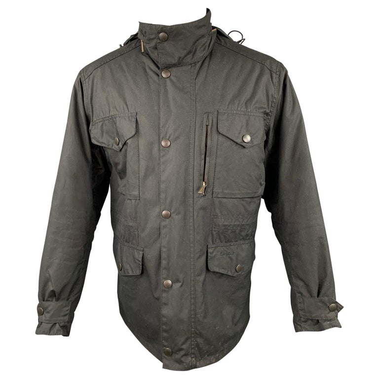 Sapper Jacket BARBOUR Sapper Size M Black Waxed Cotton Corduroy Collar Zip and Snaps ...