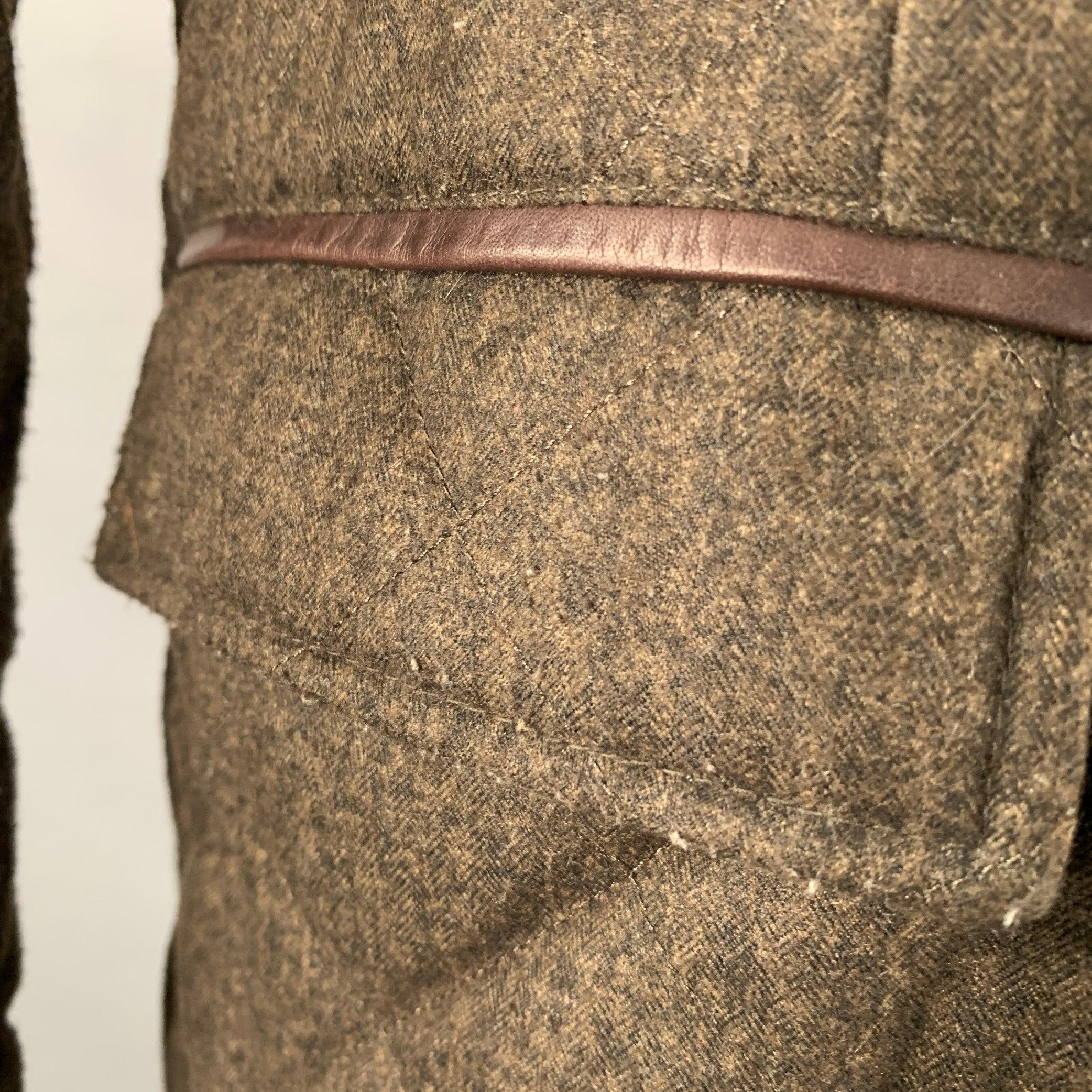 BARBOUR Size L Brown Olive Quilted Polyester Single Breasted Jacket For Sale 6