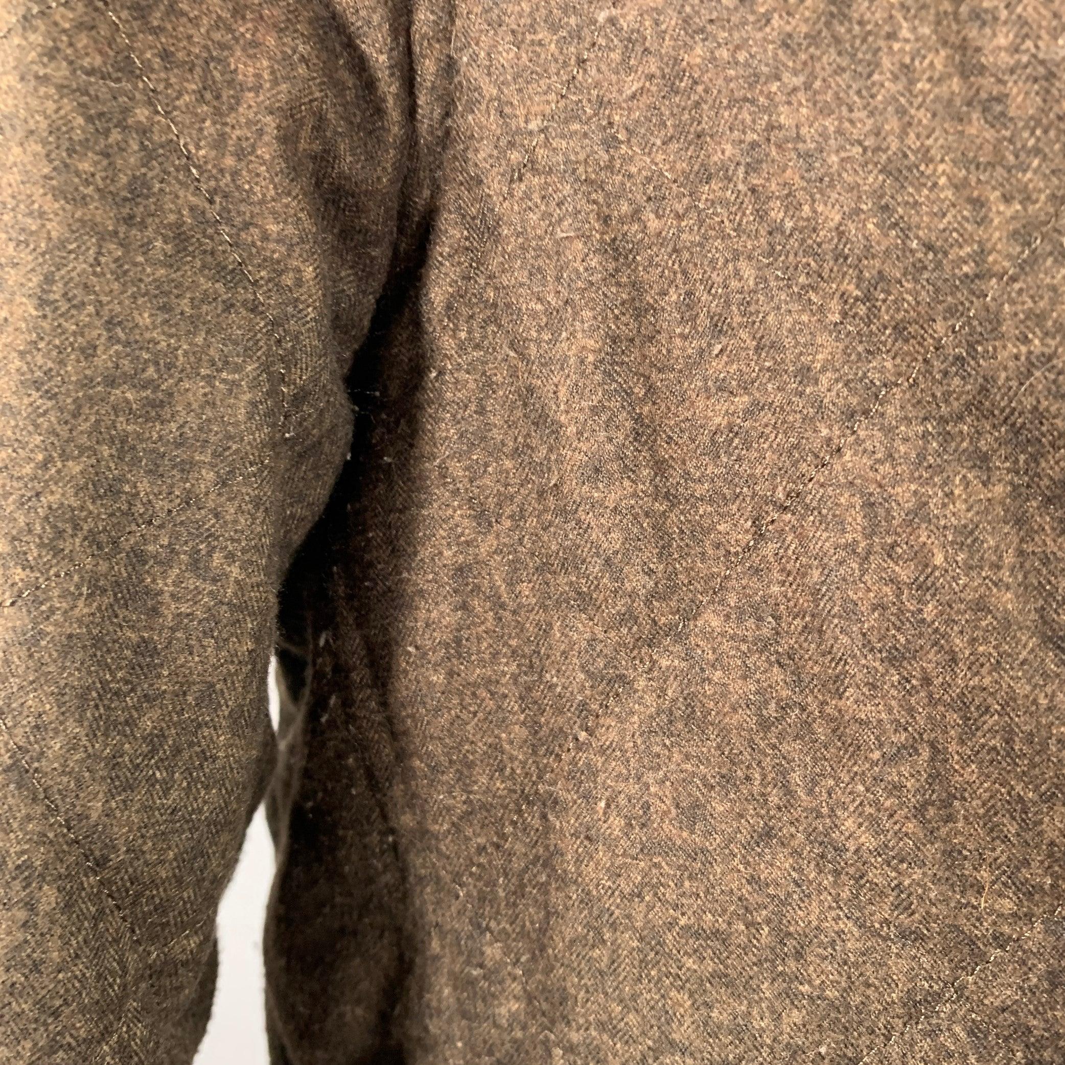 BARBOUR Size L Brown Olive Quilted Polyester Single Breasted Jacket For Sale 4