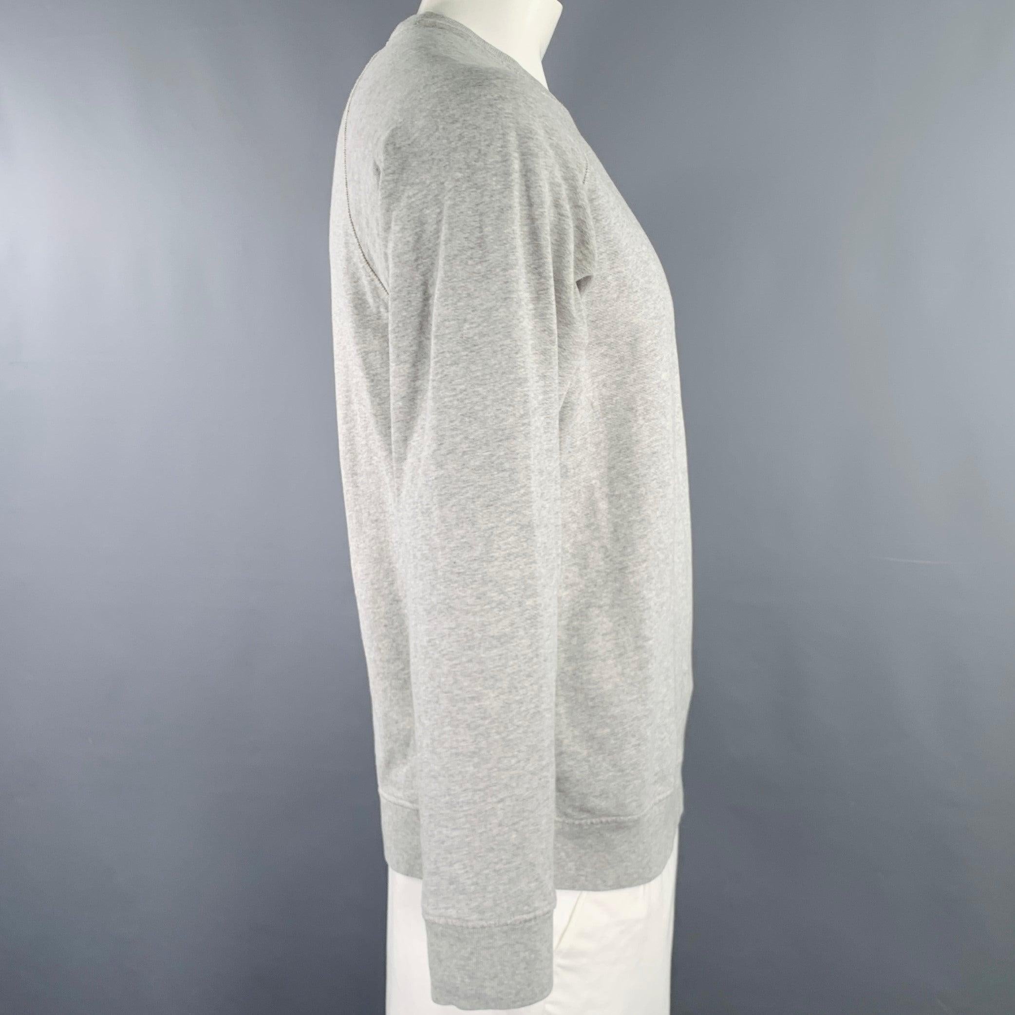 BARBOUR Size L Heather Grey Black Cotton Crew Neck Pullover In Excellent Condition In San Francisco, CA