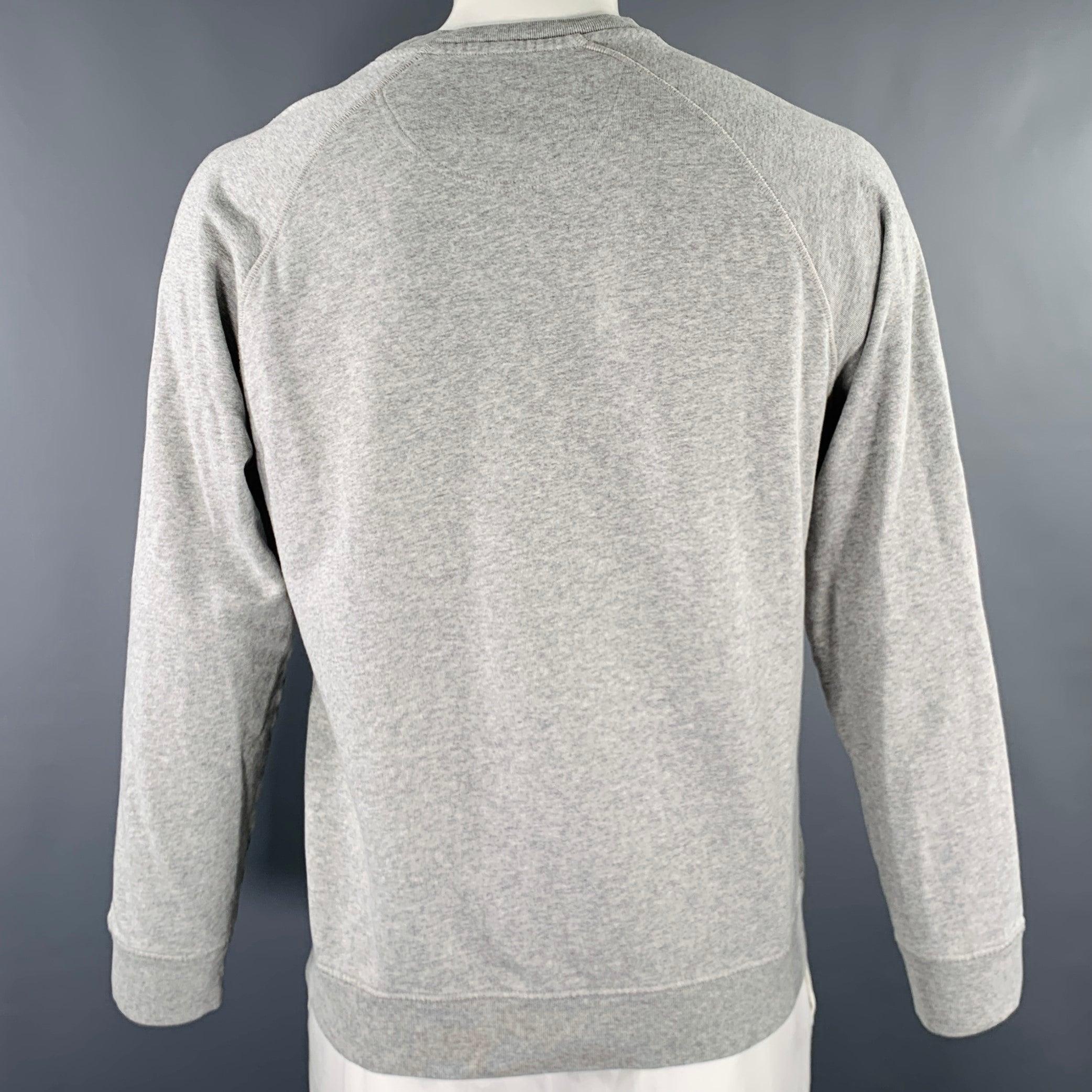 Men's BARBOUR Size L Heather Grey Black Cotton Crew Neck Pullover