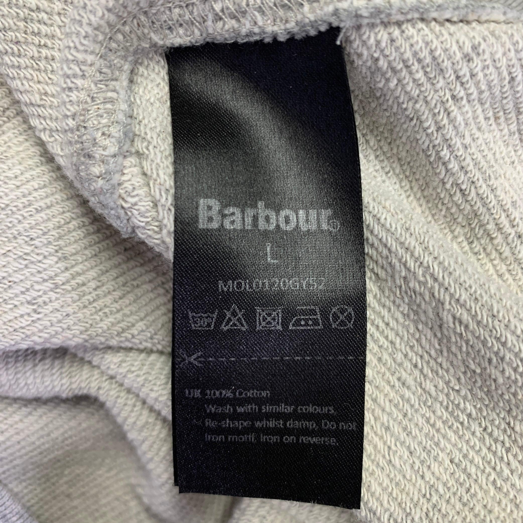 BARBOUR Size L Heather Grey Black Cotton Crew Neck Pullover 2