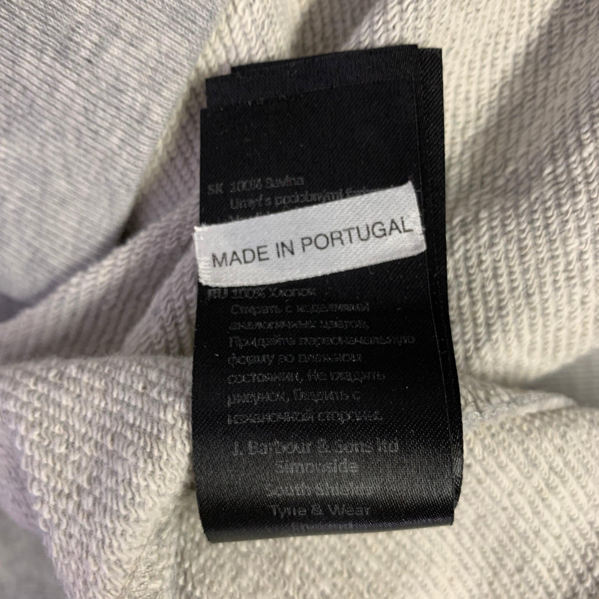 BARBOUR Size L Heather Grey Black Cotton Crew Neck Pullover For Sale 3