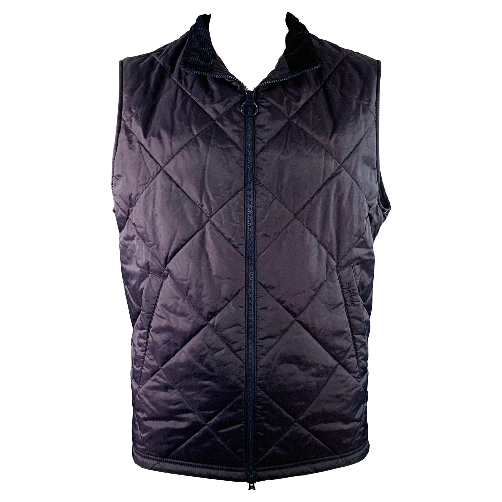 BARBOUR Size XL Finn Navy Quilted Polyamide Zip Up Puffer Vest