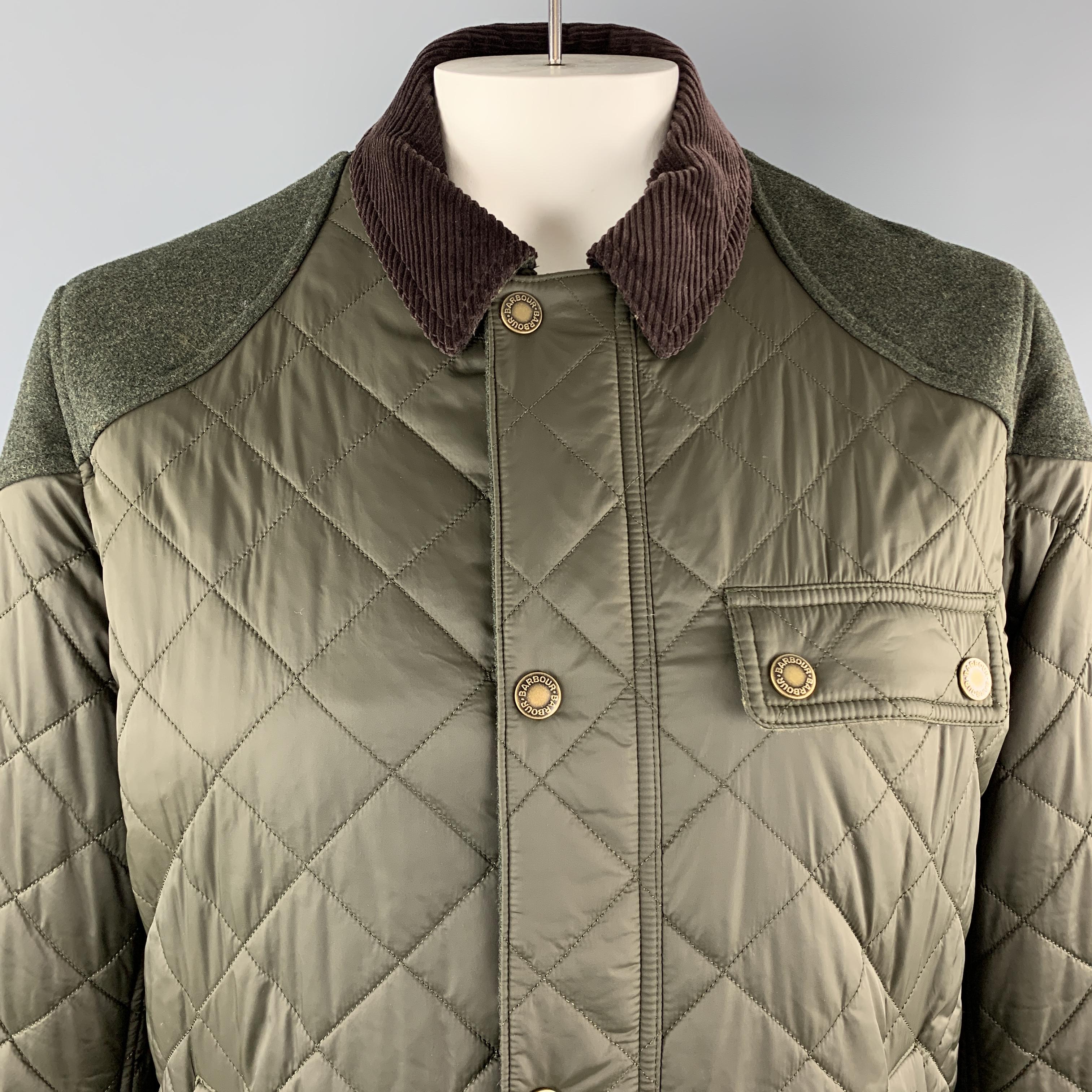 BARBOUR Size XL Olive Quilted Nylon 