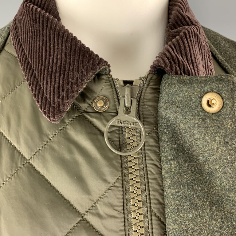 BARBOUR Size XL Olive Quilted Nylon Brown Corduroy Collar Hunting Jacket at  1stDibs | barbour bomber jacket, barbour quilted jacket, barbour hunting  jacket