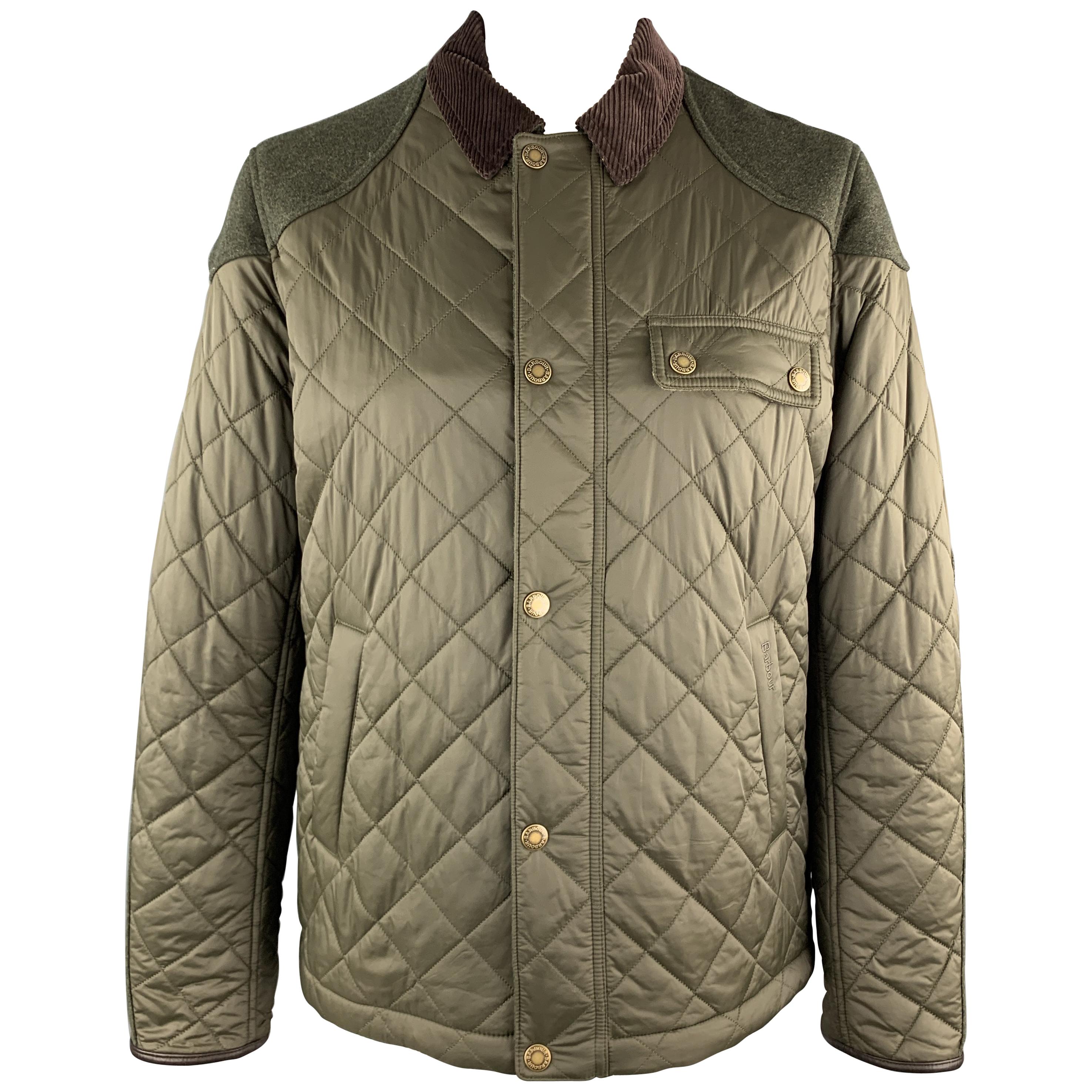 BARBOUR Size XL Olive Quilted Nylon Brown Corduroy Collar Hunting Jacket at  1stDibs | barbour bomber jacket, barbour quilted jacket, barbour hunting  jacket