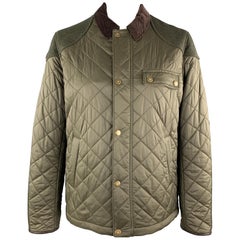 BARBOUR Größe XL Olive gesteppt Nylon braun Kord Kragen Jagdjacke