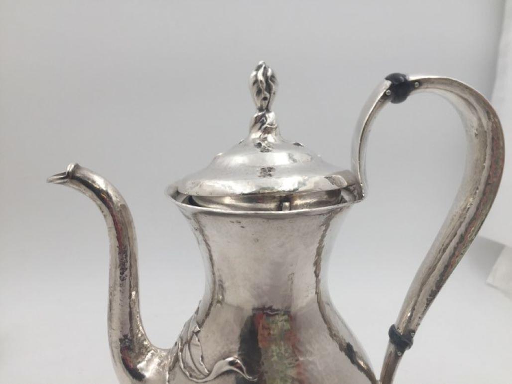 American Barbour Sterling Silver 3-Piece Demitasse Tea/Coffee Set in Martele Art Nouveau