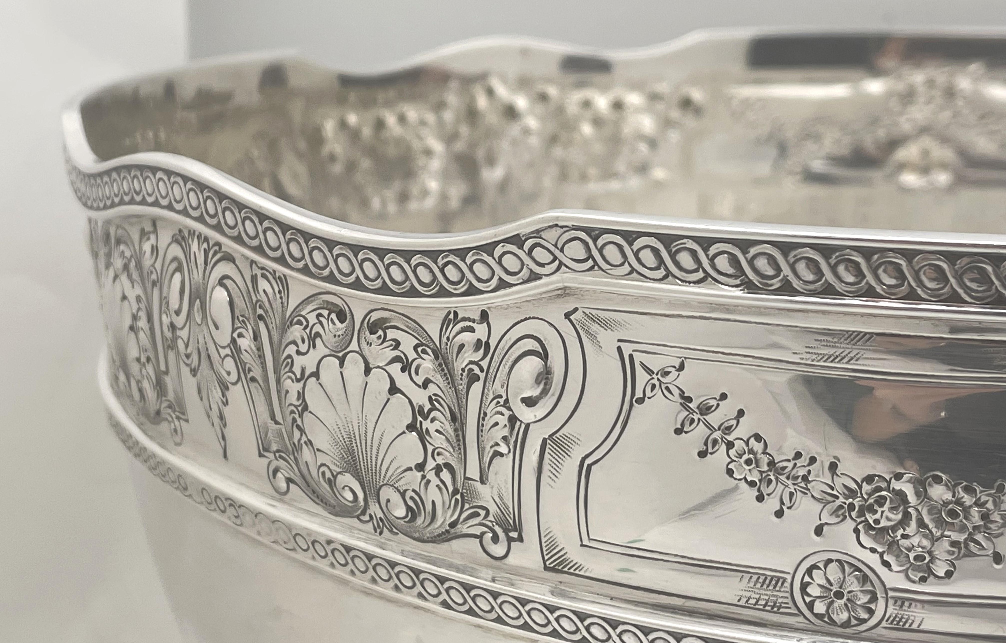 American Barbour Sterling Silver Wine Chiller / Centerpiece Punch Bowl with Shell Motifs For Sale