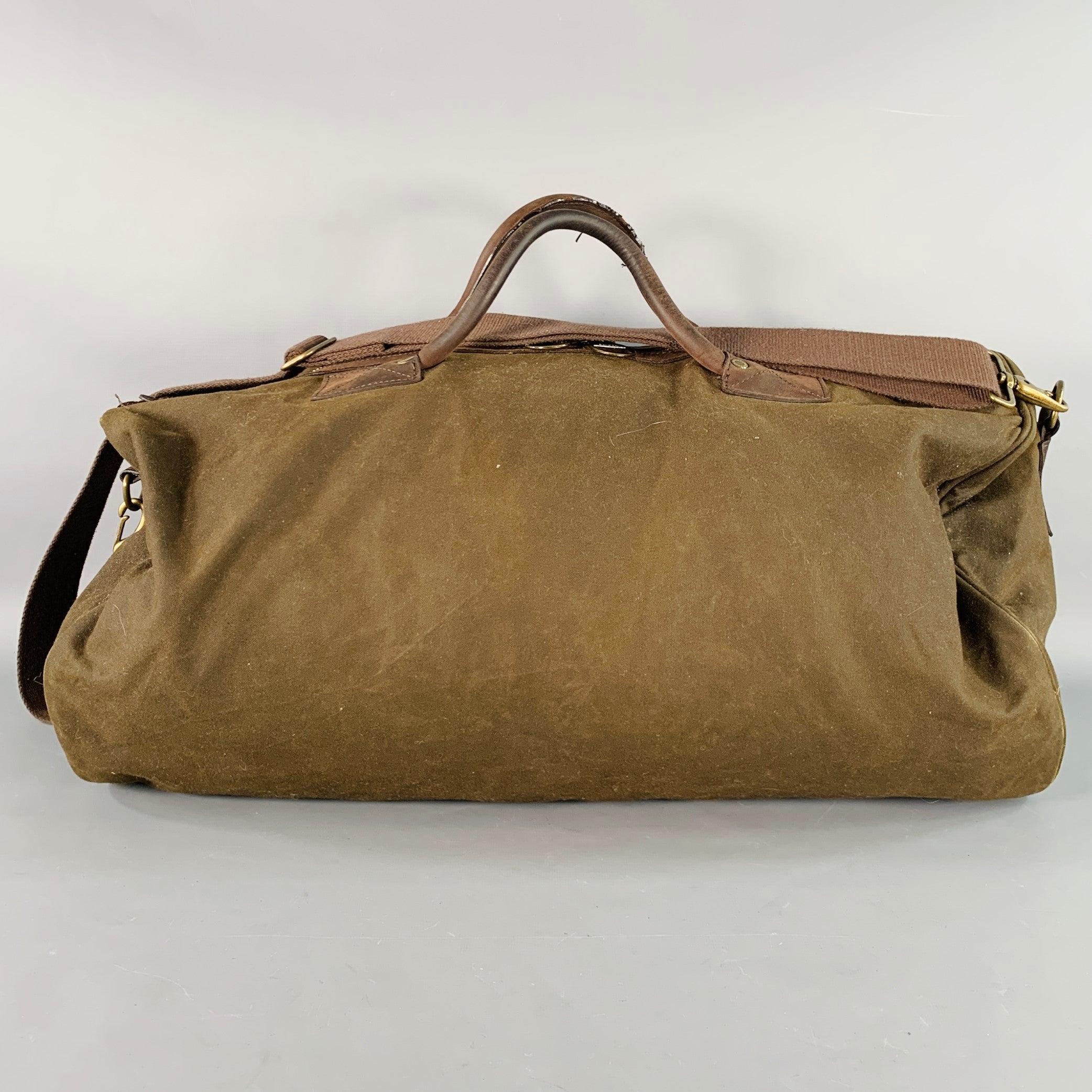 BARBOUR Wax Holdall Brown Olive Waxed Cotton Duffle Bag Bon état - En vente à San Francisco, CA