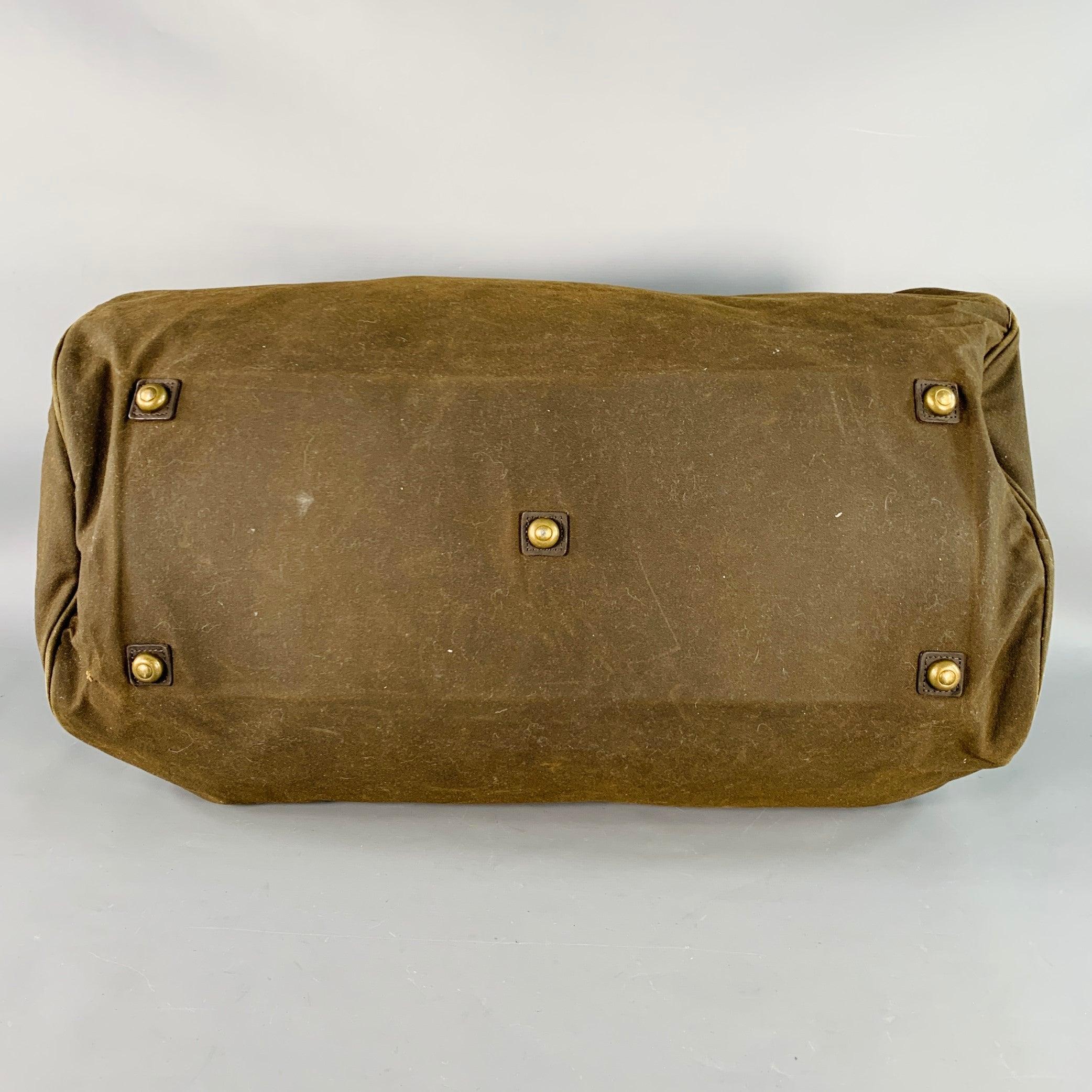 BARBOUR Wax Holdall Brown Olive Waxed Cotton Duffle Bag en vente 1