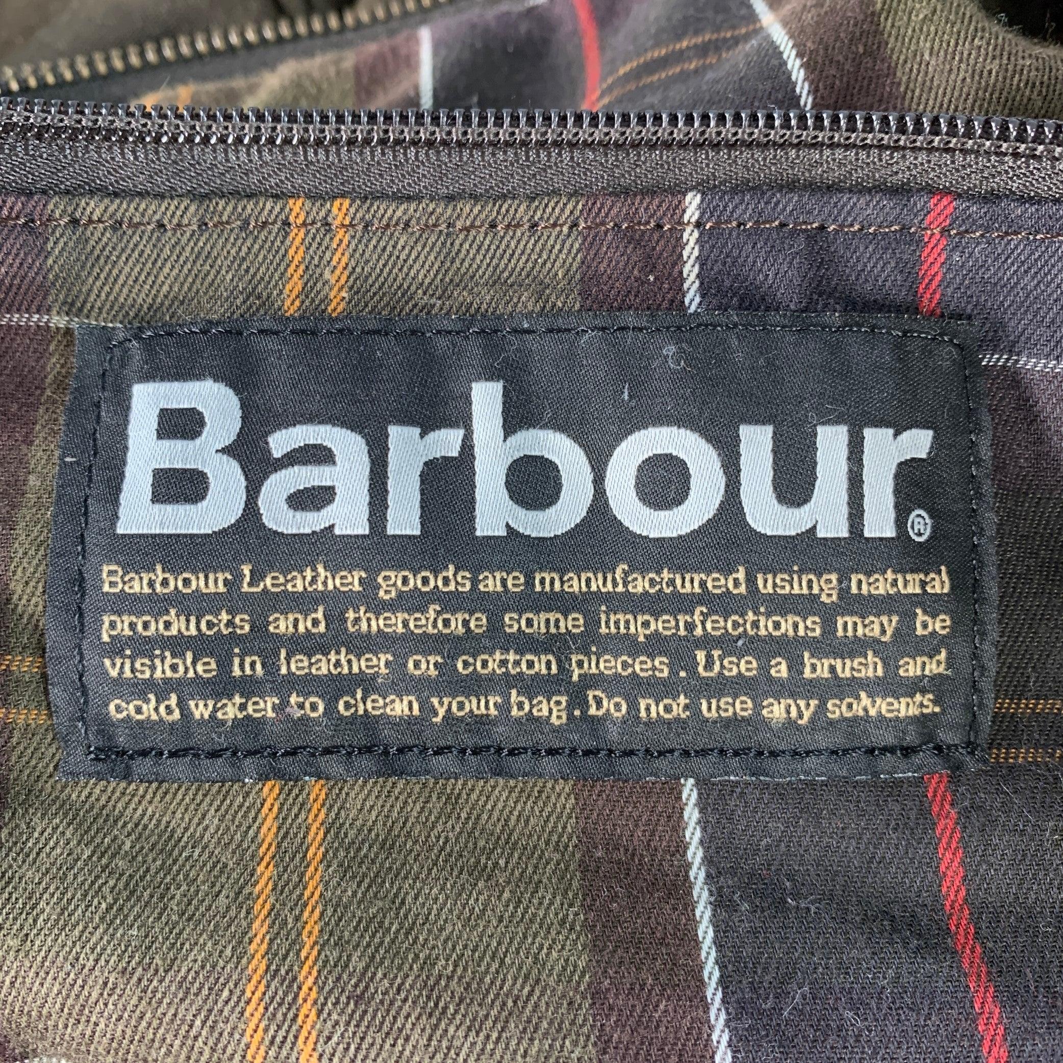 BARBOUR Wax Holdall Brown Olive Waxed Cotton Duffle Bag en vente 2