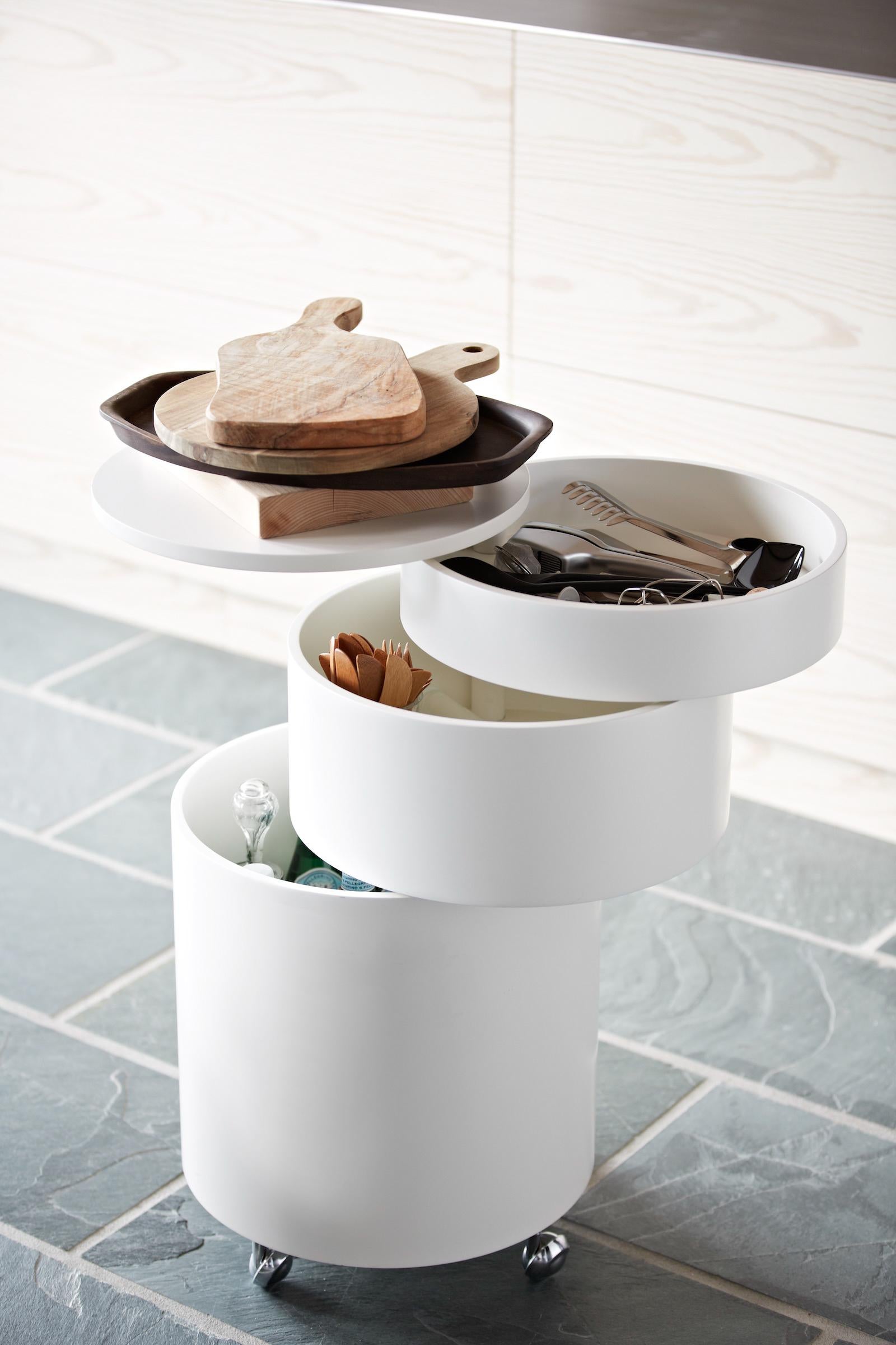 Modern Barboy Side Table and Storage Cabinet in White by Verner Panton