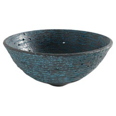 Barbro Åberg, Bowl, Blue & Brown Ceramic Sculpture, Denmark, 2023