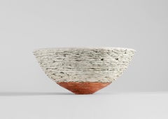 Barbro Åberg, Bowl, White & Brown Ceramic Sculpture, Denmark, 2009