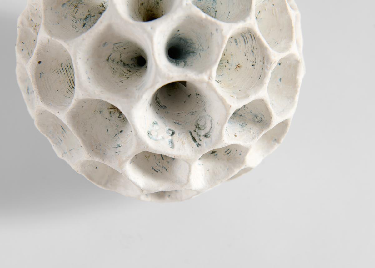 Contemporary Barbro Åberg, Round Speaker, White Ceramic Sculpture, Denmark, 2023 For Sale
