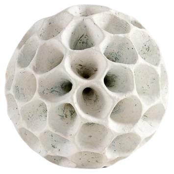 Barbro Åberg, Round Speaker, White Ceramic Sculpture, Denmark, 2023