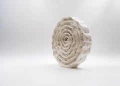 Barbro Åberg, Spiraling Fossil Fantasy, White Ceramic Sculpture, Denmark, 2023