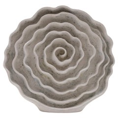 Barbro Åberg, Spiraling Fossil Fantasy, White Ceramic Sculpture, Denmark, 2023