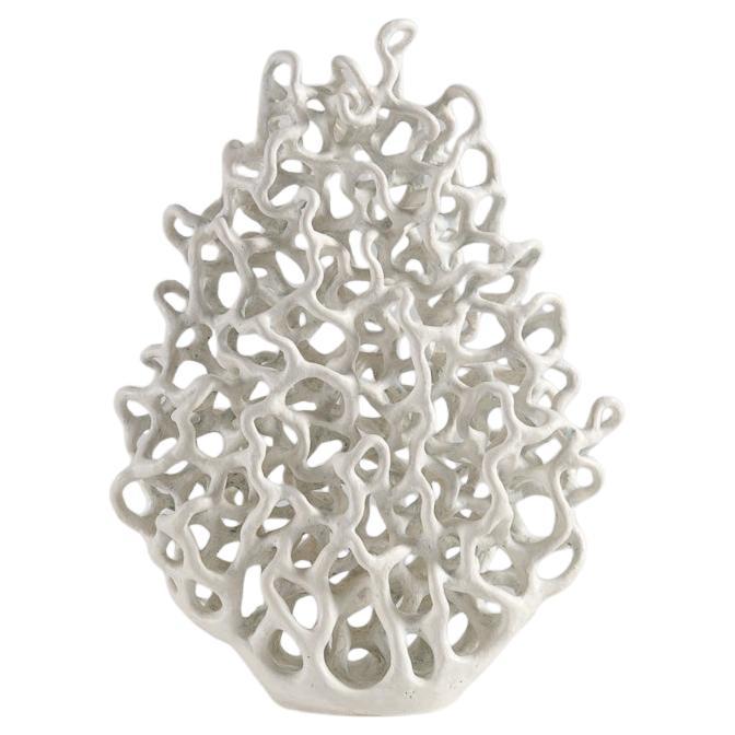 Barbro Åberg, White Flame, White Ceramic Sculpture, Denmark, 2022