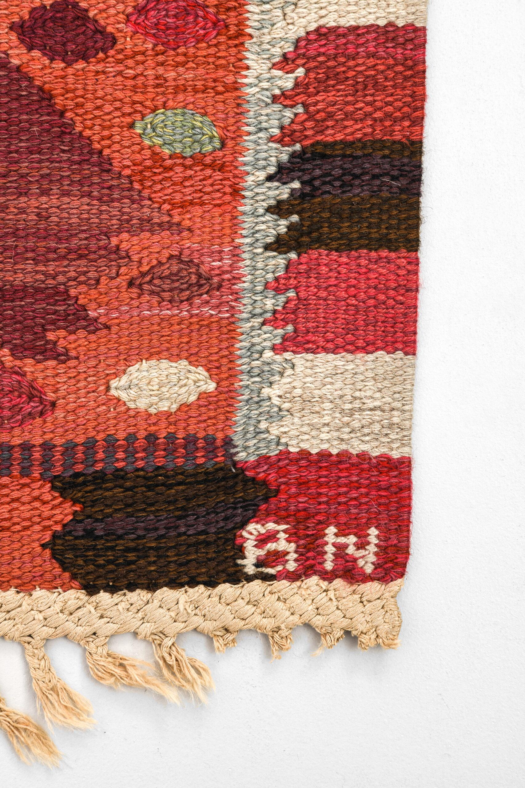 Scandinavian Modern Barbro Nilsson Carpet ‘Nejlikan Röd’ Produced by Märta Måås-Fjetterström AB