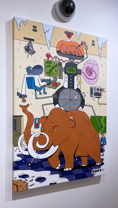 De-Extinctionizer (Lyuba) by BARC the dog, comic book style, woolly mammoth