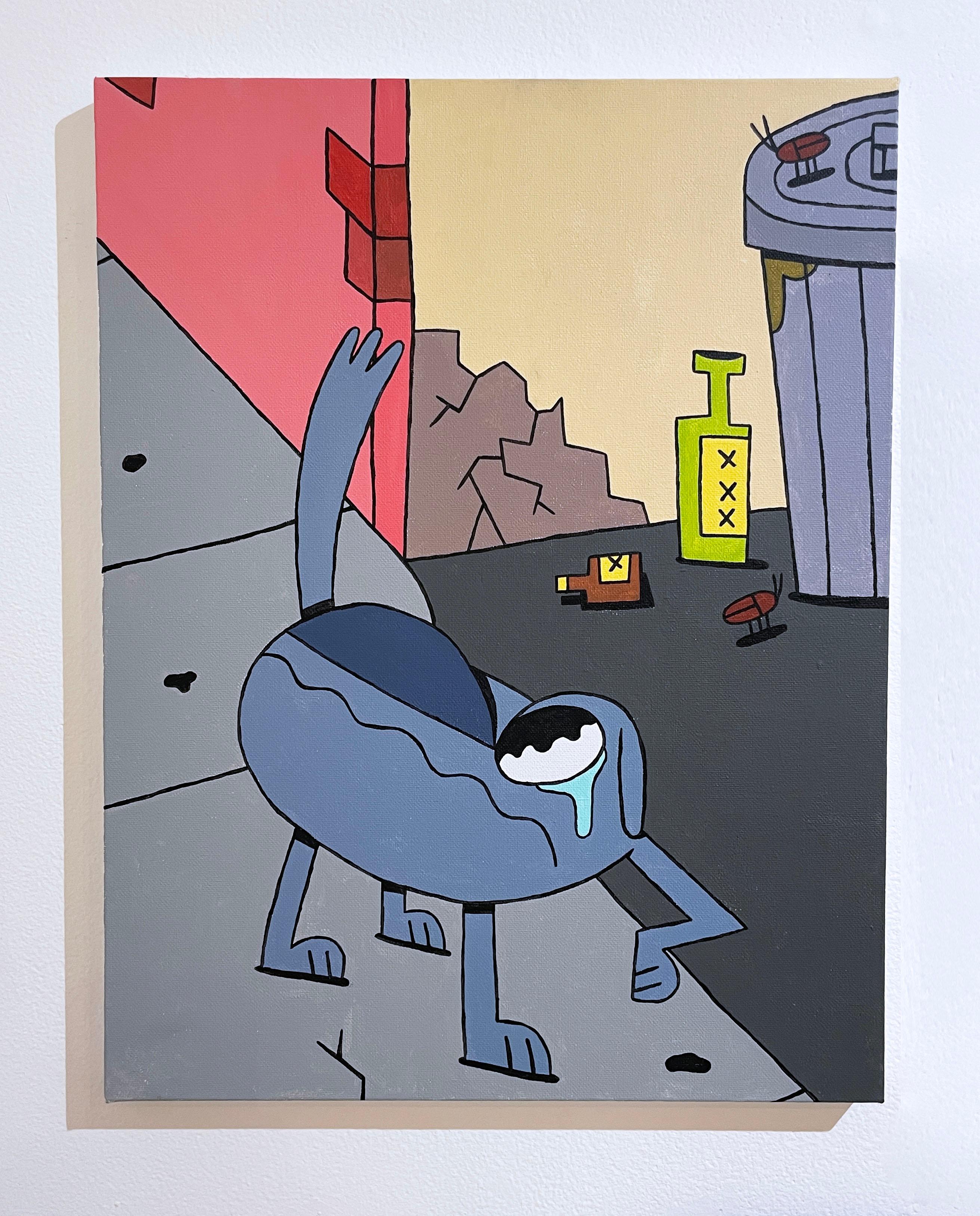 Teary Eyed von BARC, der Hund, Pop-Comic-Buch, Tierfigur, Cartoon-Stil Leinwand – Painting von BARC the dog