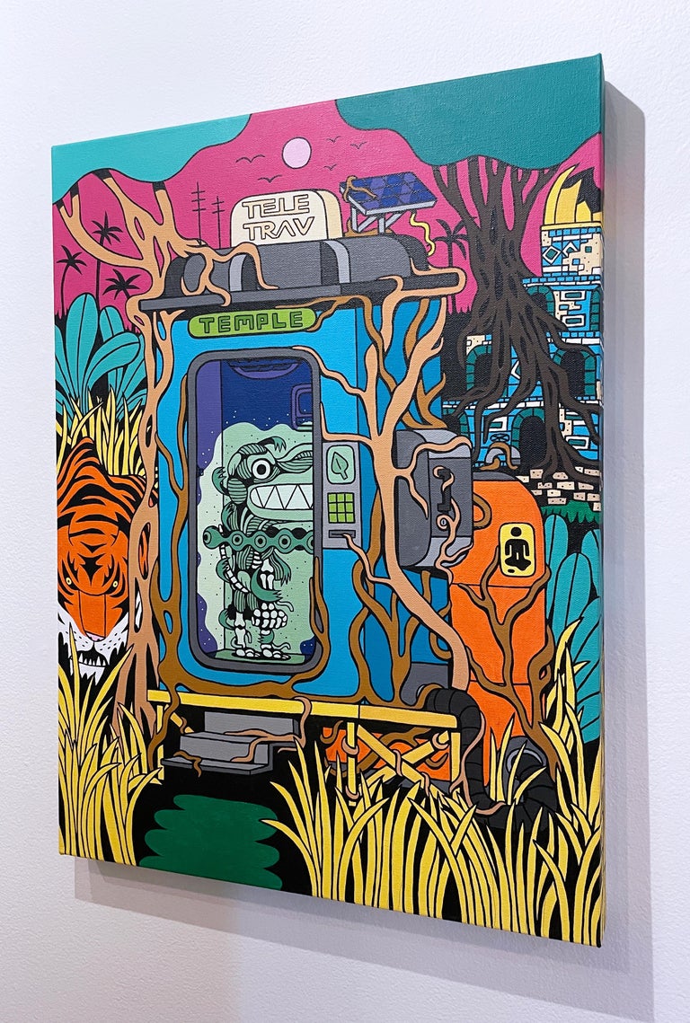 Tele-Trav (Temple) by BARC the dog, comic book style, bright, jungle, tiger For Sale 3