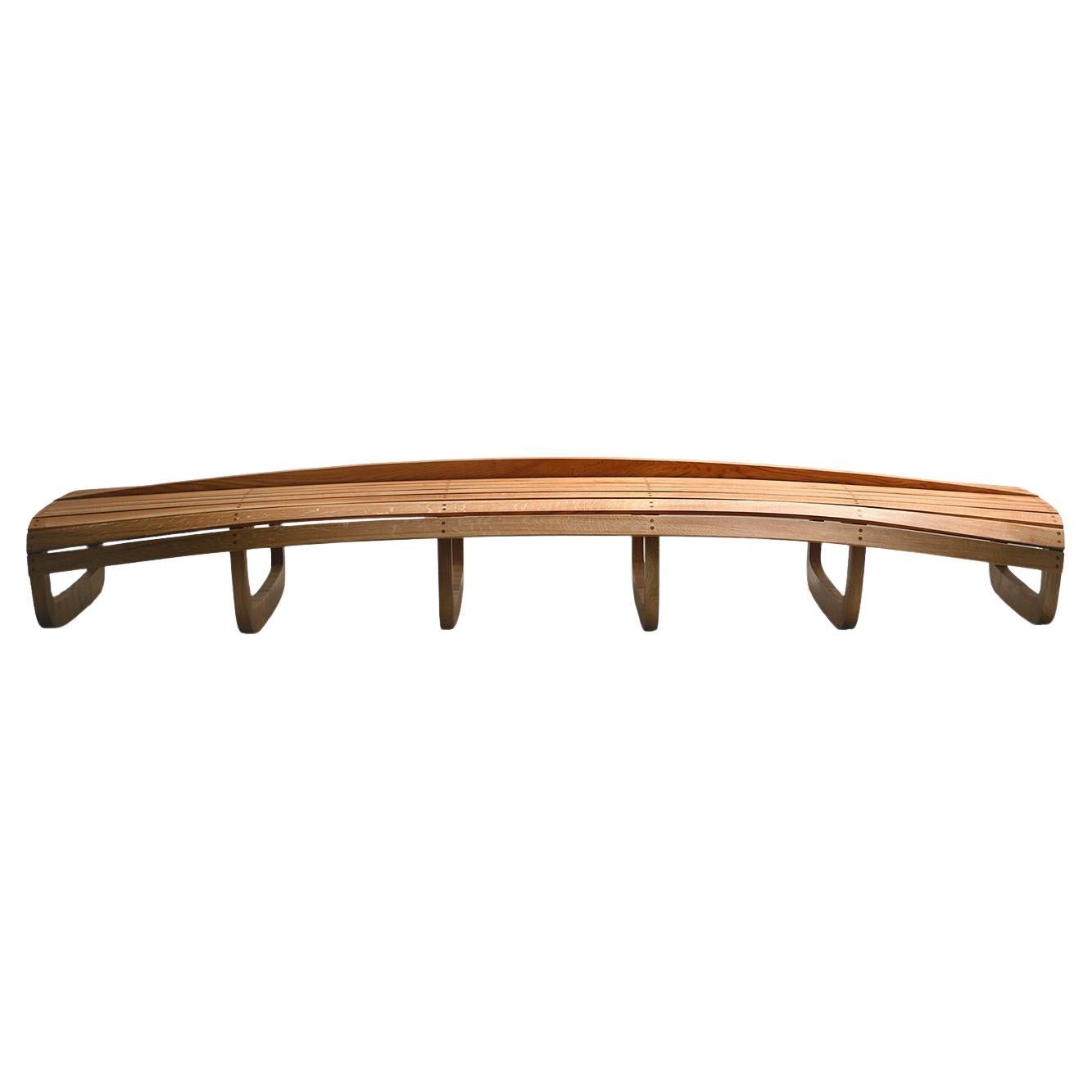 Barca Curved Oak Wood Bench by Morelato