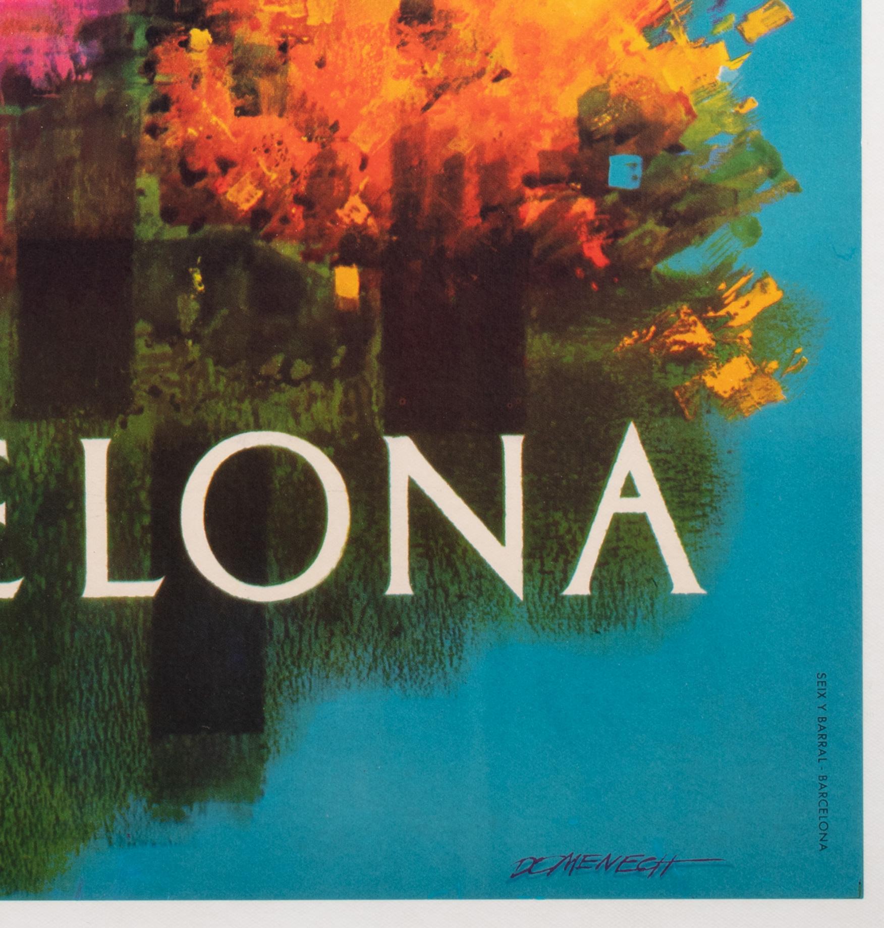 Barcelona 1950s Spanish Travel Advertising Poster, Flowers, Ship en vente 2