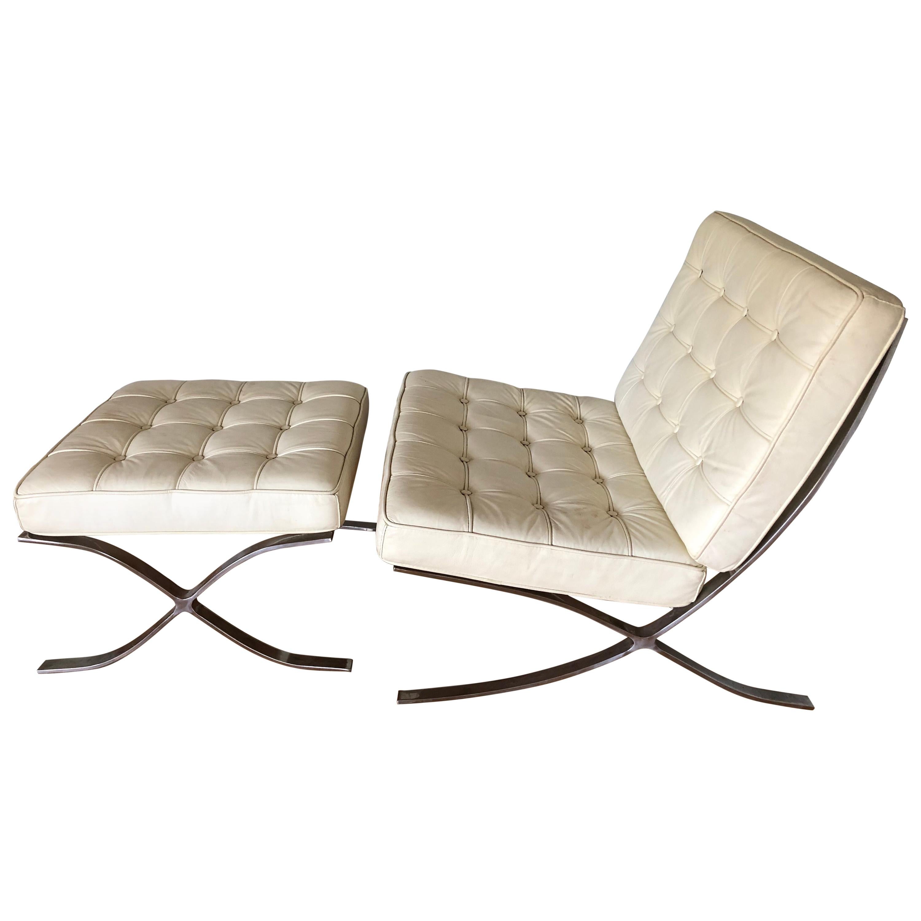 Barcelona Chair and Ottoman Attributed to Mies van der Rohe