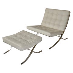 Barcelona Chair and Ottoman in the Style of Miles van der Rohe