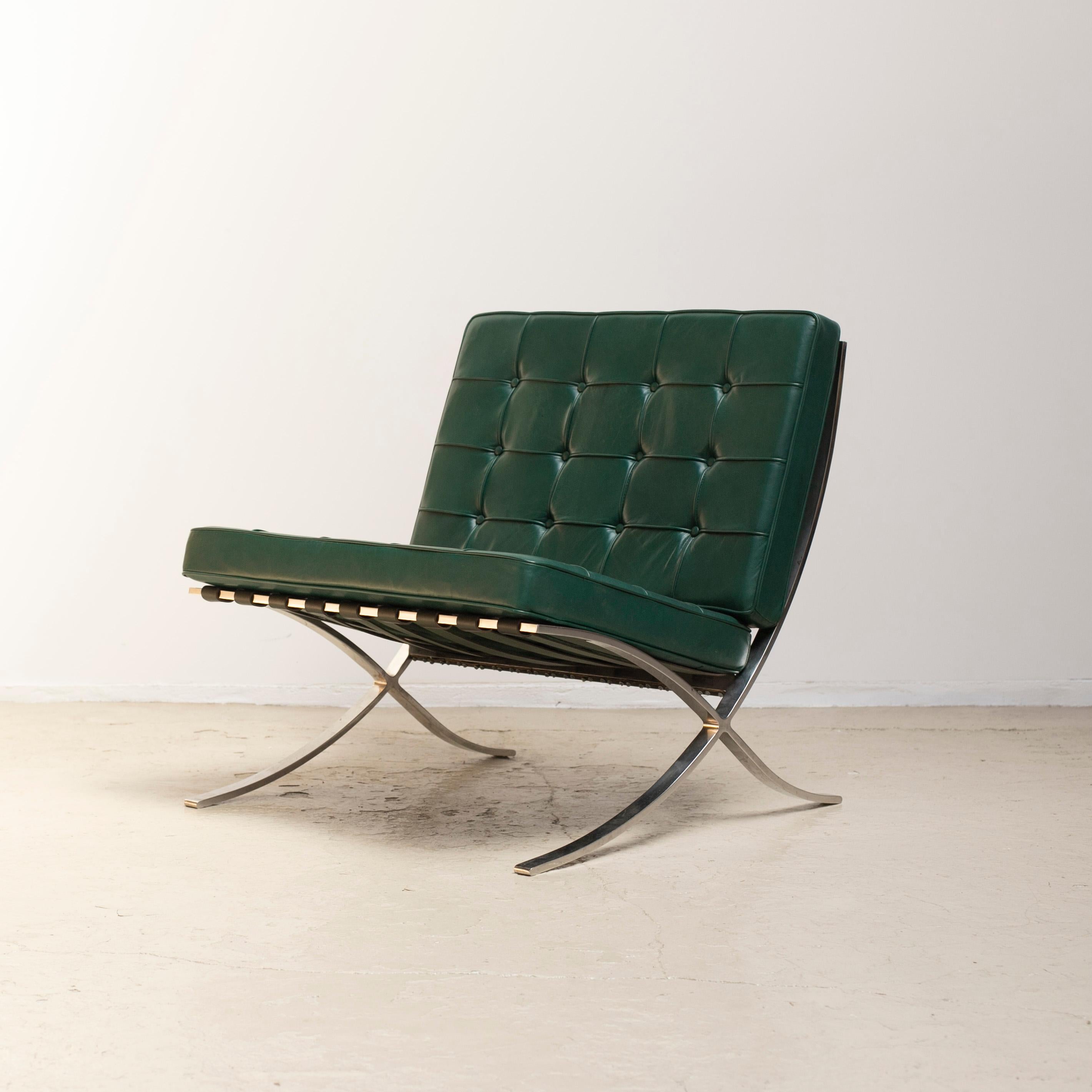 Acier inoxydable Chaise et ottoman Barcelona:: Ludwig Mies van del Rohe:: années 1960