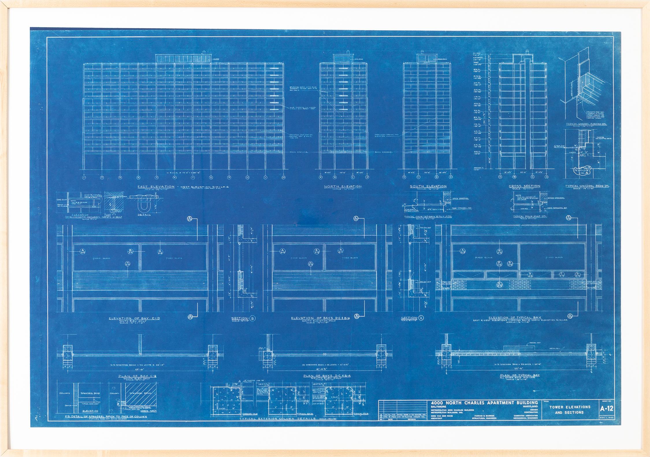 Barcelona Chair Blueprint In Fair Condition In Chicago, IL