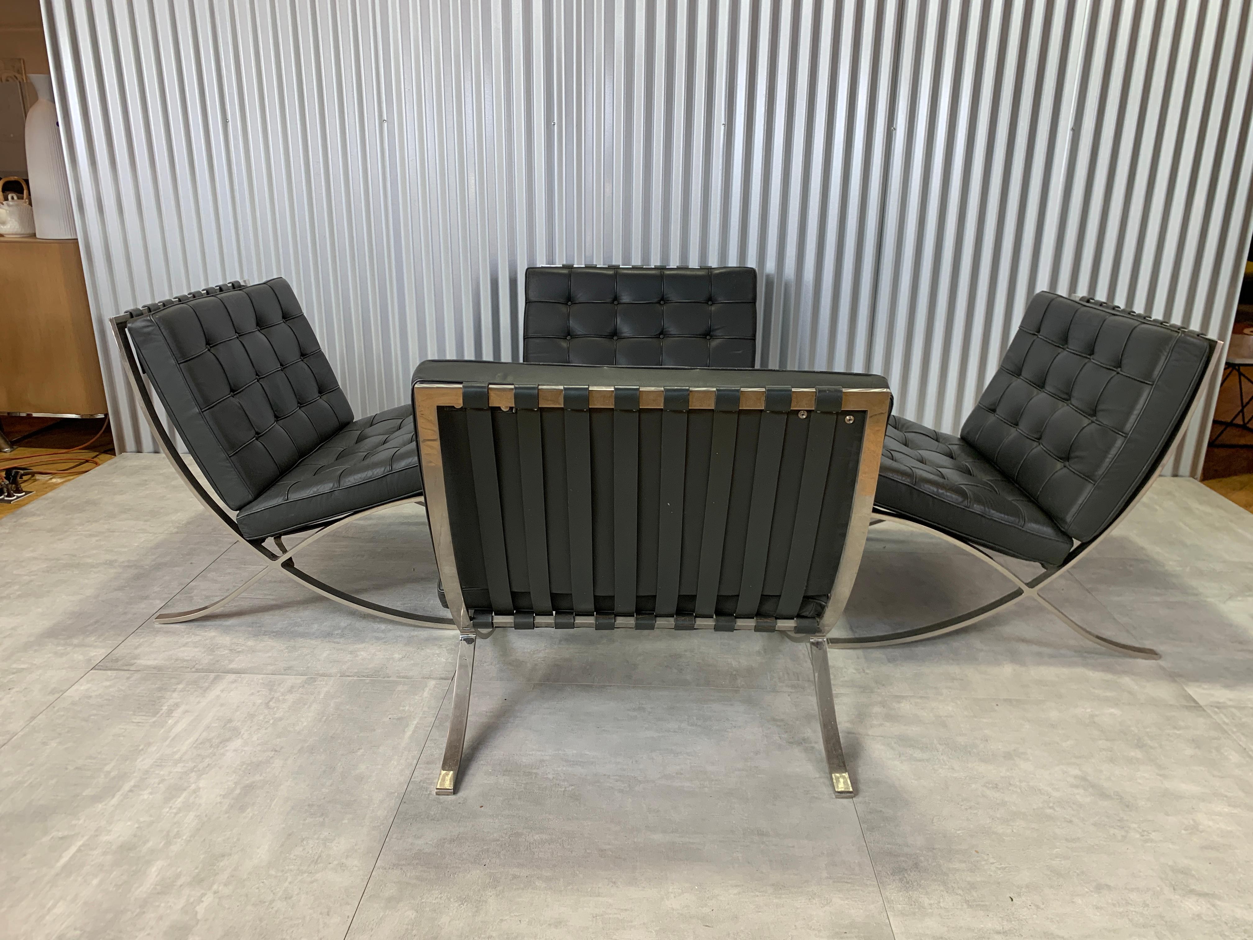 American Barcelona Chair by Ludwig Mies van der Rohe Elephant Hide Grey Leather For Sale
