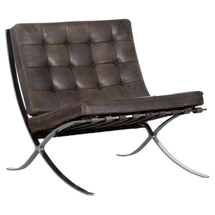 Barcelona Chair by Ludwig Mies van der Rohe in dark brown leather for Knoll