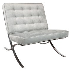 "Barcelona" Chair by Mies van der Rohe in Smoked Platinum Velvet