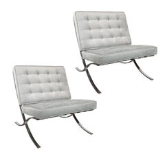 Pair of "Barcelona" Chair by Mies van der Rohe in Smoked Platinum Velvet