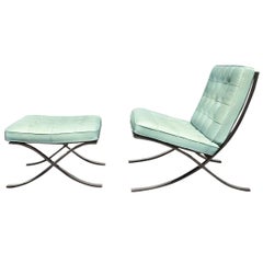 Barcelona Chair & Stool Ludwig Mies van der Rohe Knoll Studio Light Blue 