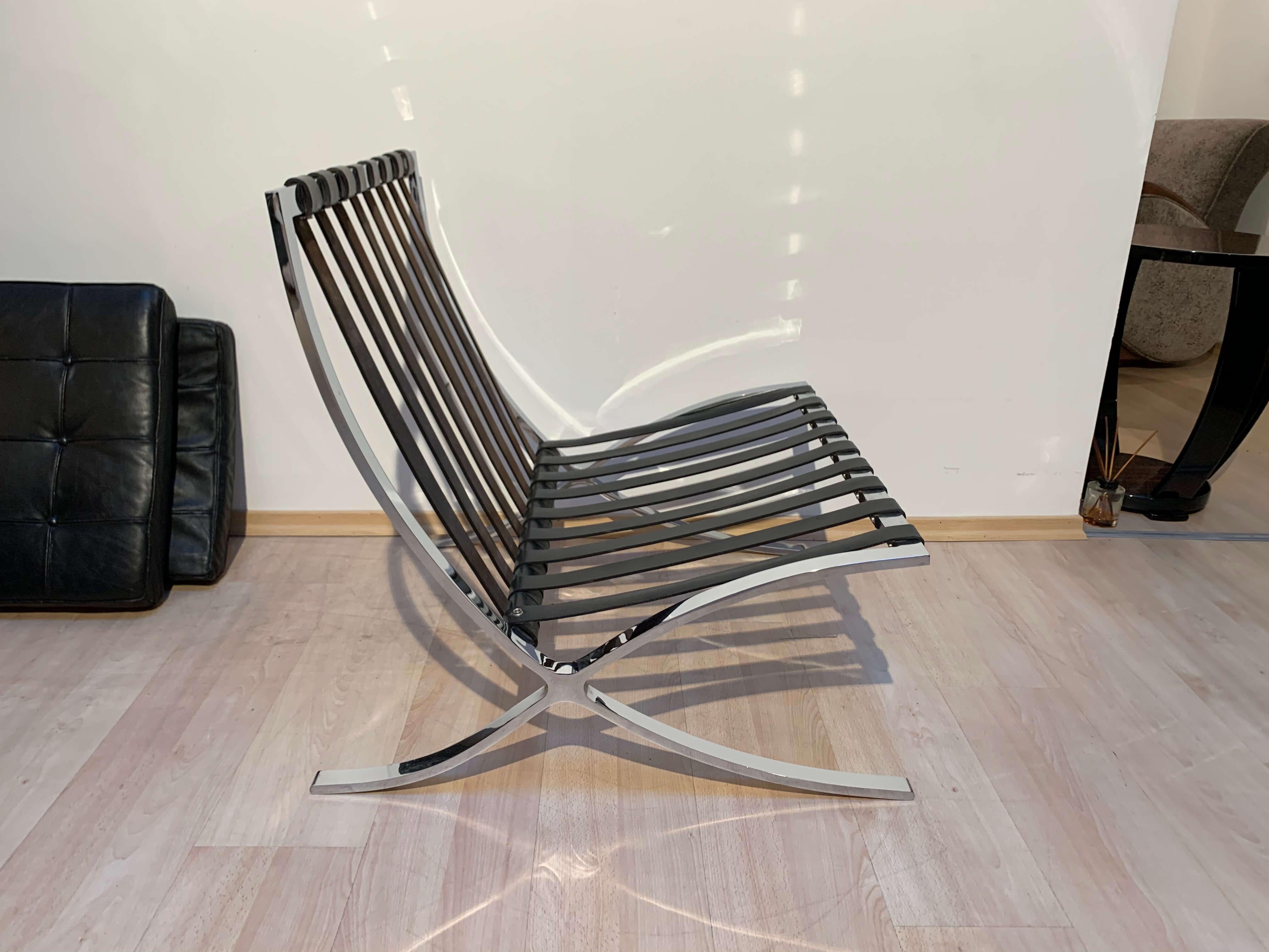 Barcelona Chair with Ottoman, Black Leather, Knoll International, 1960s 2